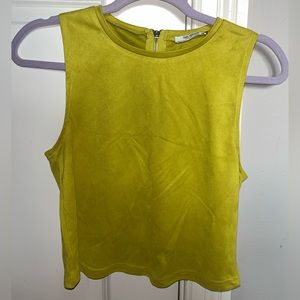 Zara yellow-green crop tank top size small